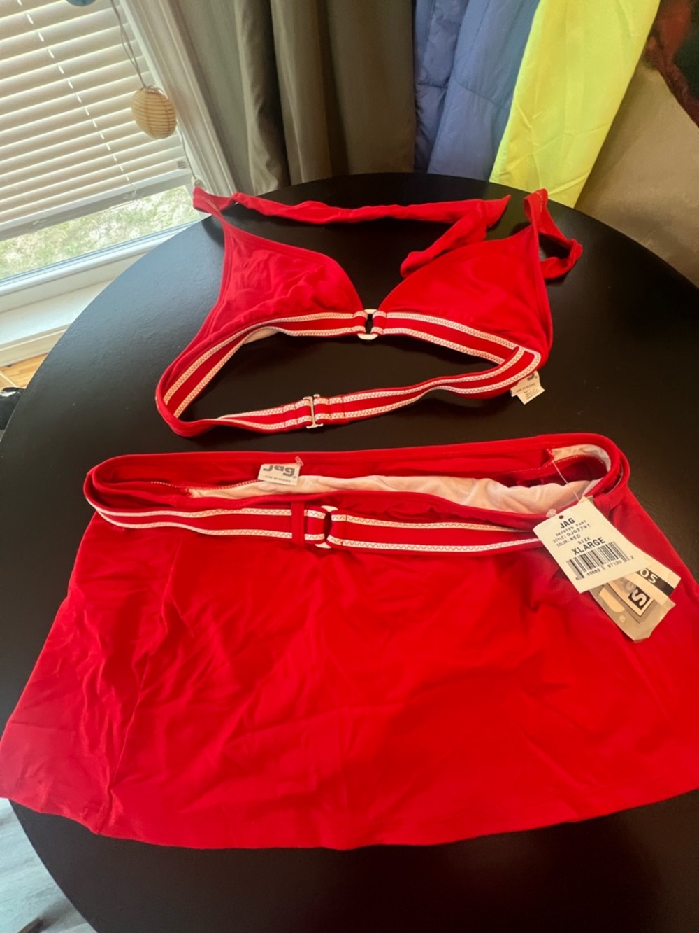 Women’s Red Two-Piece Swim Set with Belt Detail